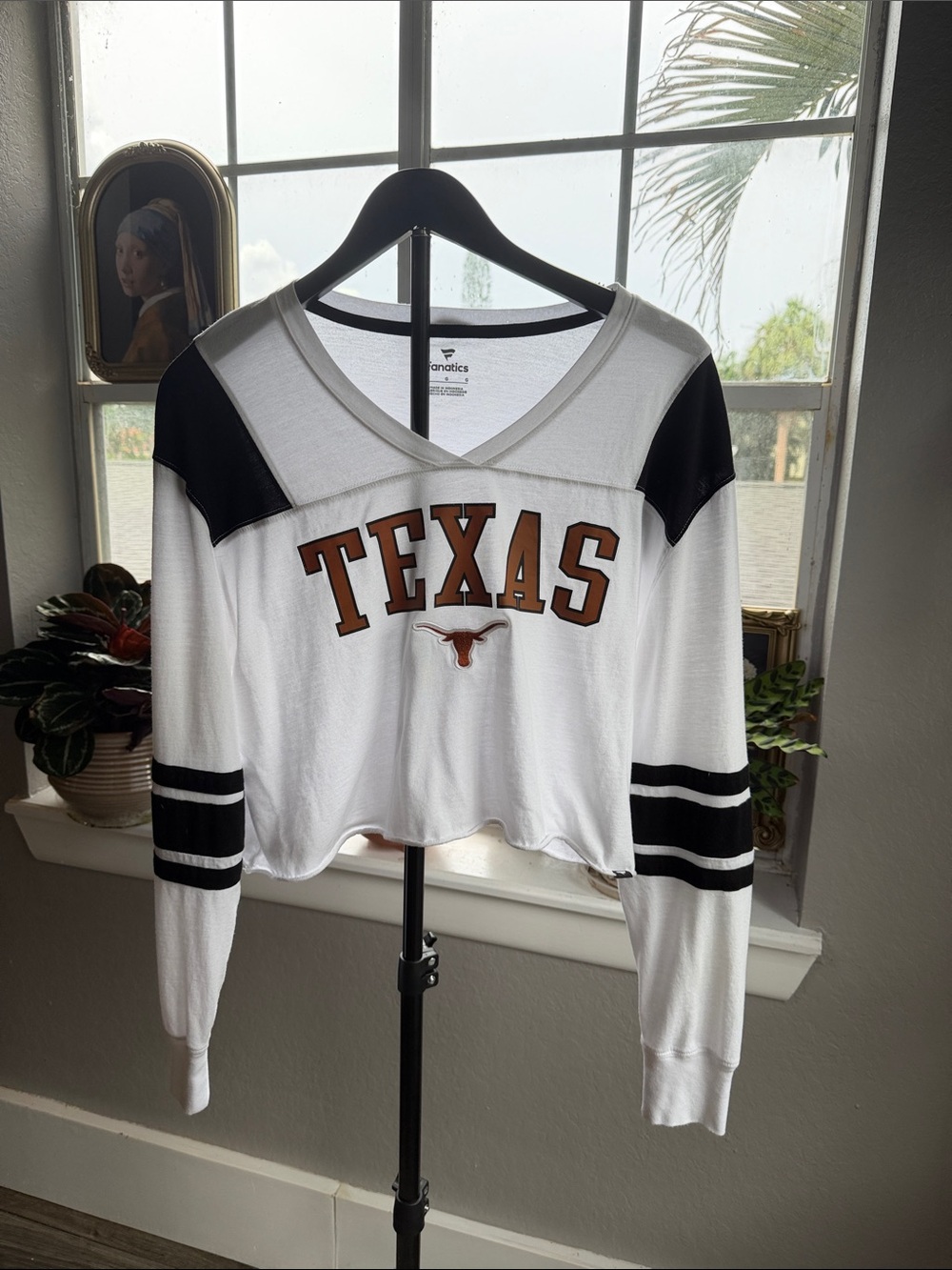 Texas Longhorns Fanatics Women’s Cropped Jersey Top – White/Burnt Orange